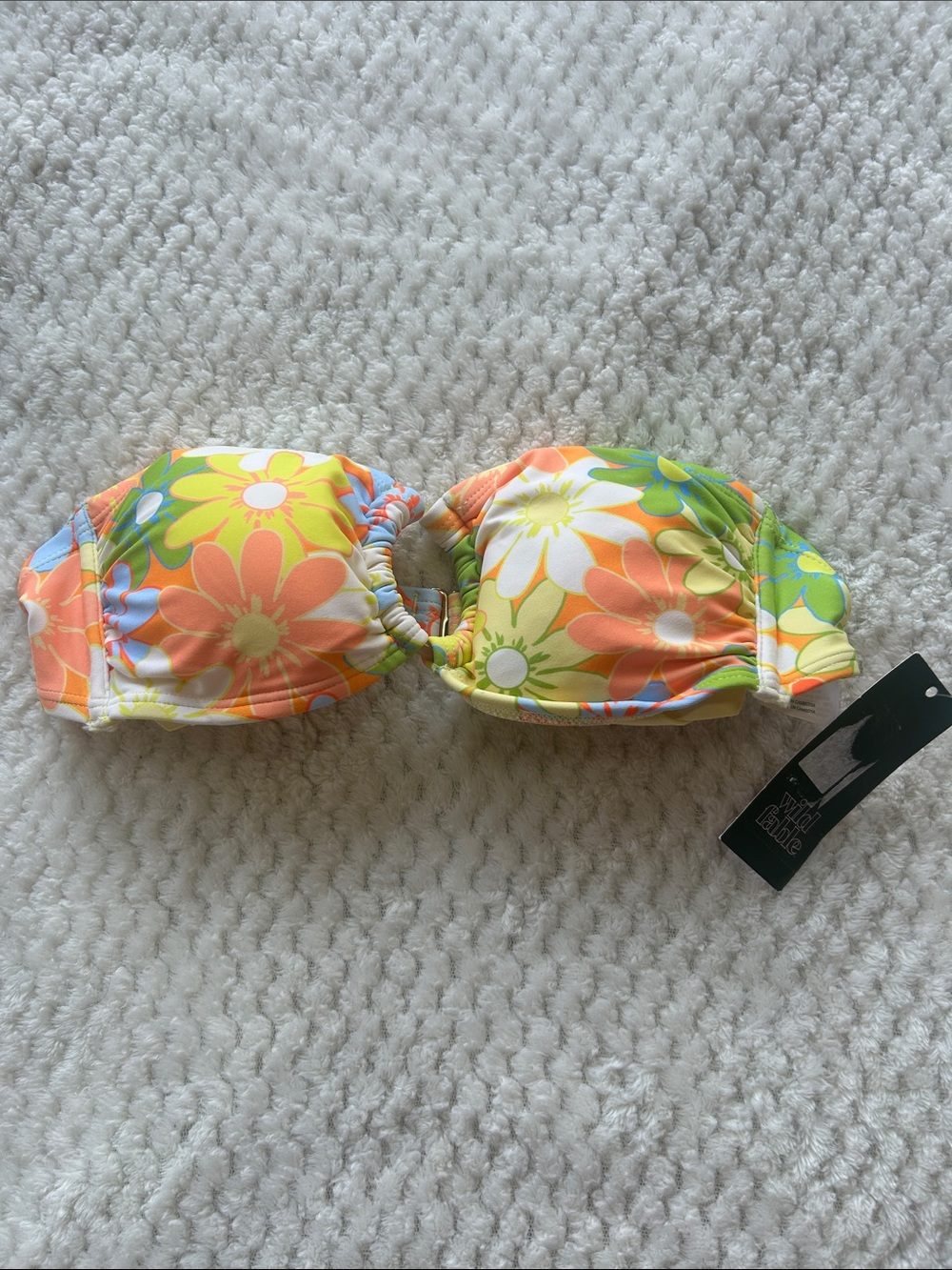 wild fable Floral Bandeau Bikini Top - Orange, Yellow, Green, White